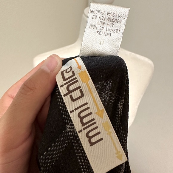 EUC MIMI CHICA Line Pattern Black Midi Dress With Tie At Bust - Picture 7 of 9